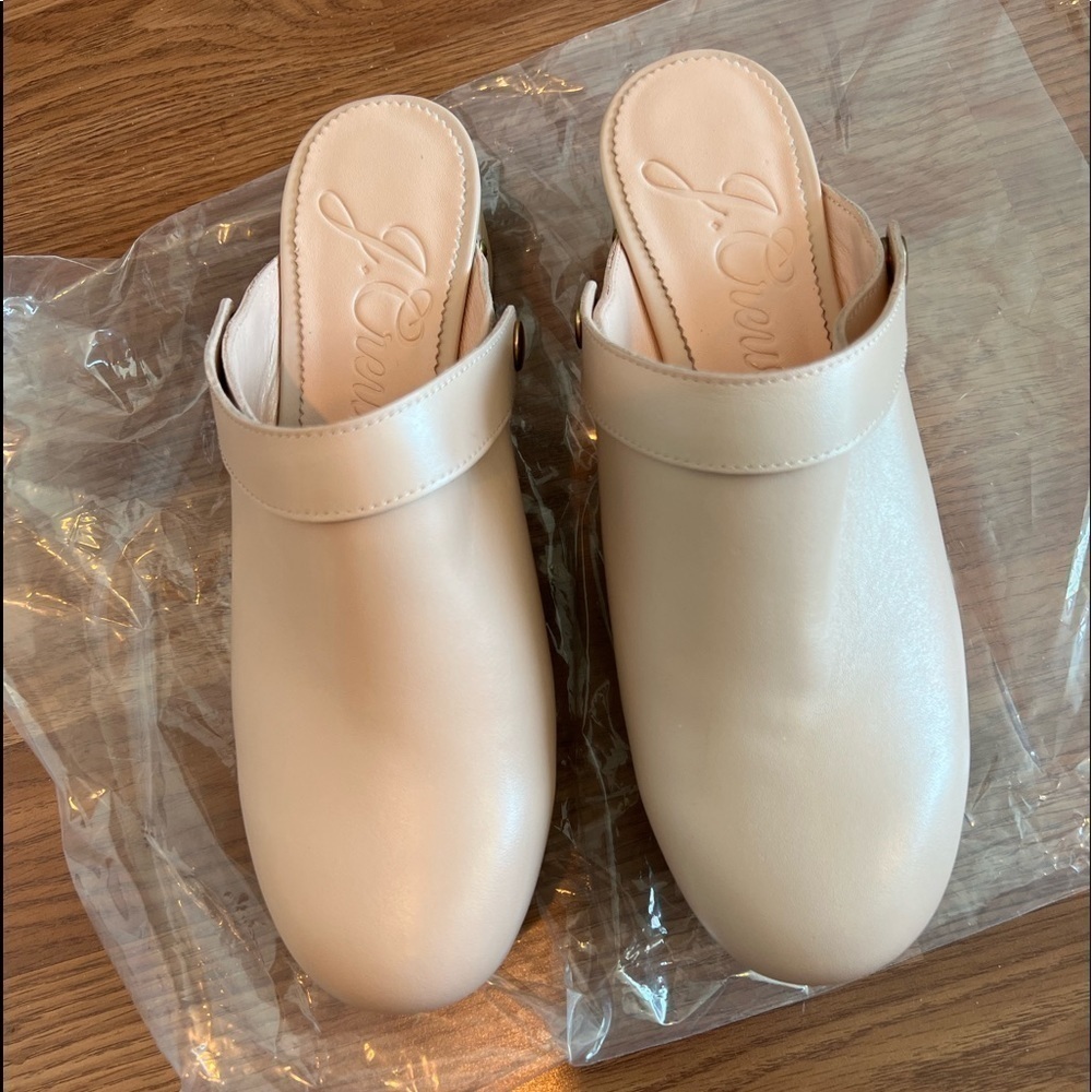 J crew convertible leather clogs luxury camel pink